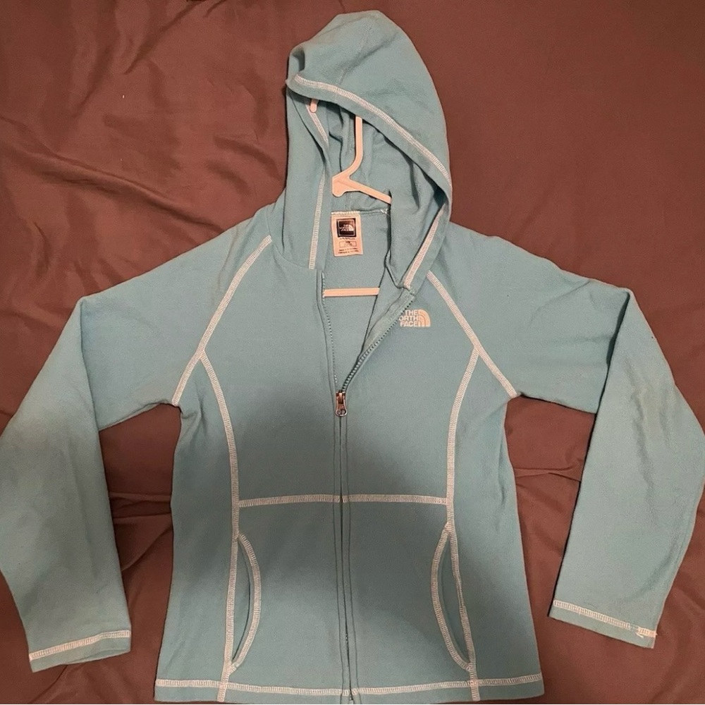 The North Face Blue Hooded Sweatshirt with Full Zipper